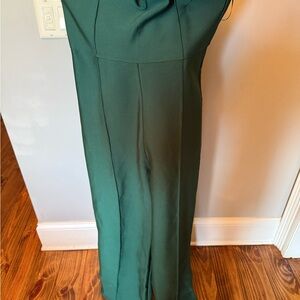 Elegant Green strapless wide-leg jumpsuit